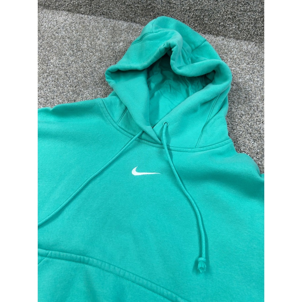 Nike Sportswear Essential Women Oversized Cropped Hoodie Teal Green Medium #0642